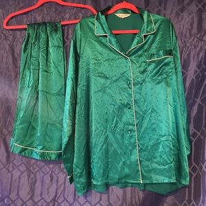Lonxu Satin Green Pajamas Set, Plus Size, 3xl